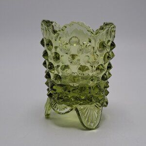 Fenton Green Hobnail Glass Toothpick Holder